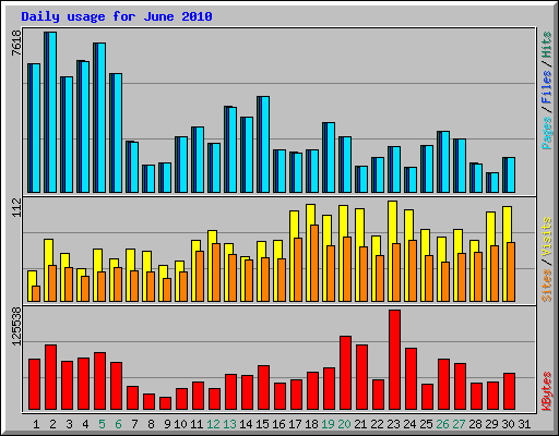 Daily usage for June 2010