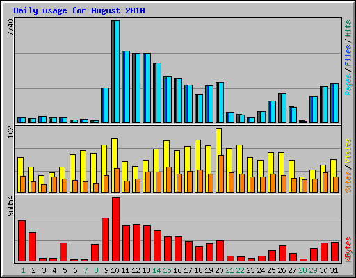 Daily usage for August 2010