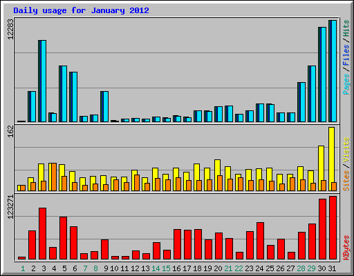 Daily usage for January 2012