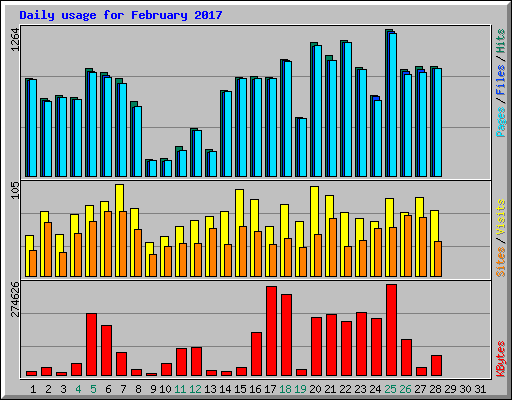 Daily usage for February 2017