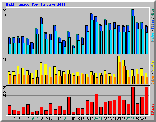 Daily usage for January 2018