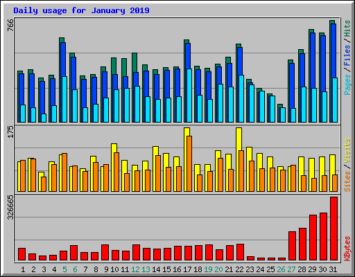 Daily usage for January 2019