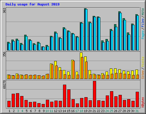 Daily usage for August 2019