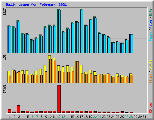 Daily usage for February 2021