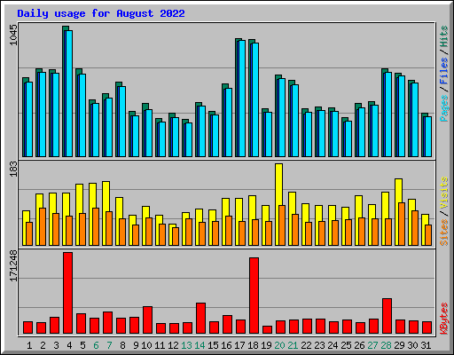 Daily usage for August 2022