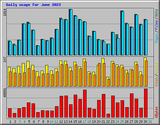 Daily usage for June 2023