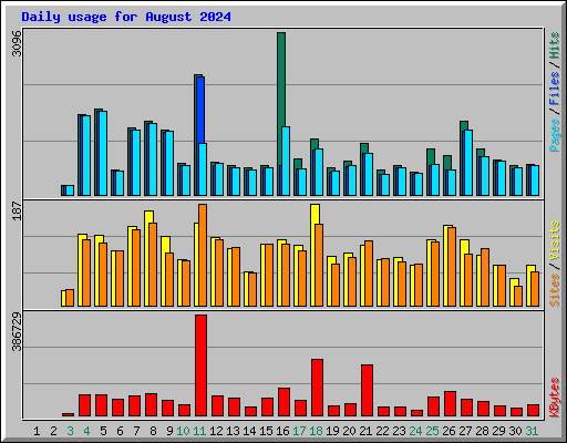 Daily usage for August 2024