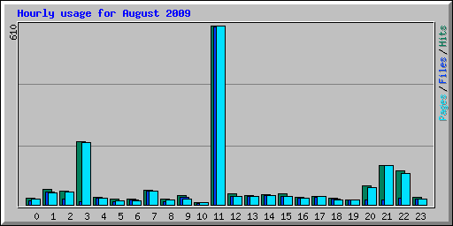 Hourly usage for August 2009