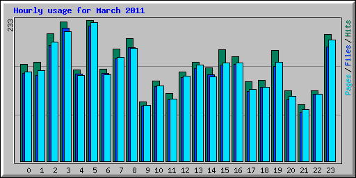 Hourly usage for March 2011