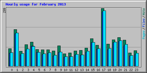 Hourly usage for February 2013