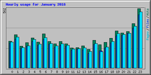 Hourly usage for January 2016