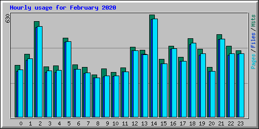 Hourly usage for February 2020